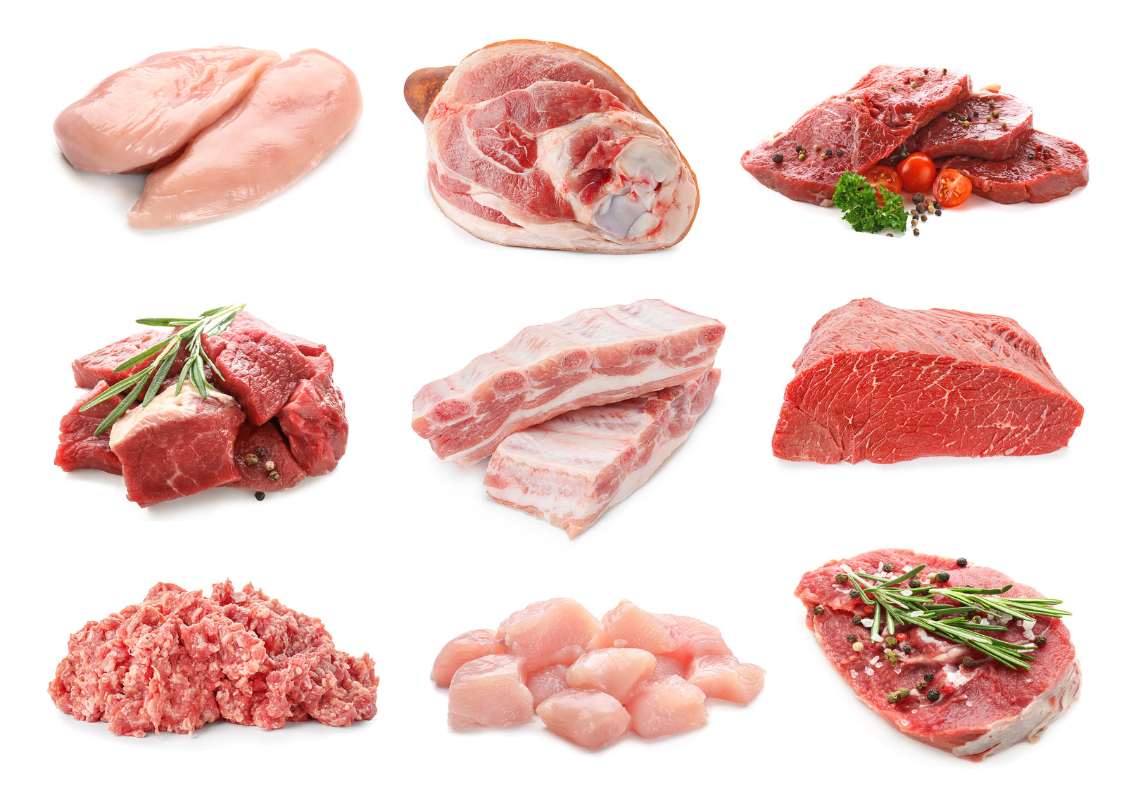 Çiğ kırmızı et ve tavuk çeşitleri, protein kaynakları karşılaştırması
