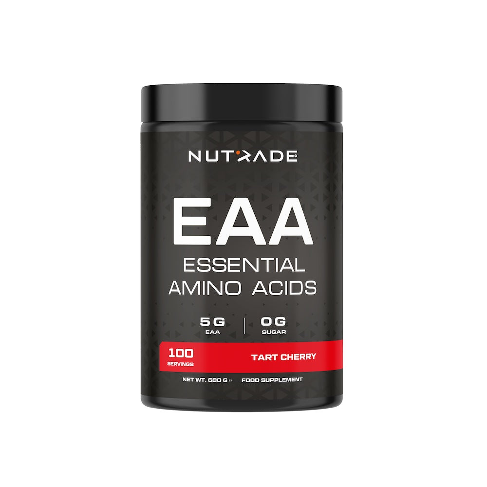 Nutrade EAA esansiyel amino asit tozu kutusu, servis başına 5 gr EAA, Tart Cherry aroma